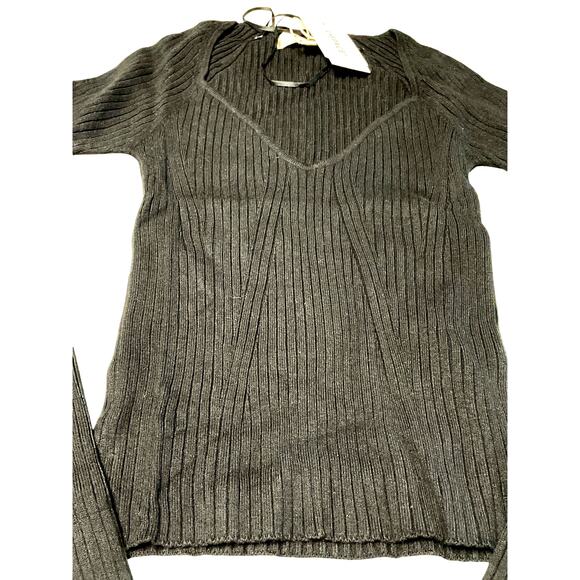 L Space Camryn Black Ribbed Long Sleeve Knit Top size XS - Picture 5 of 10